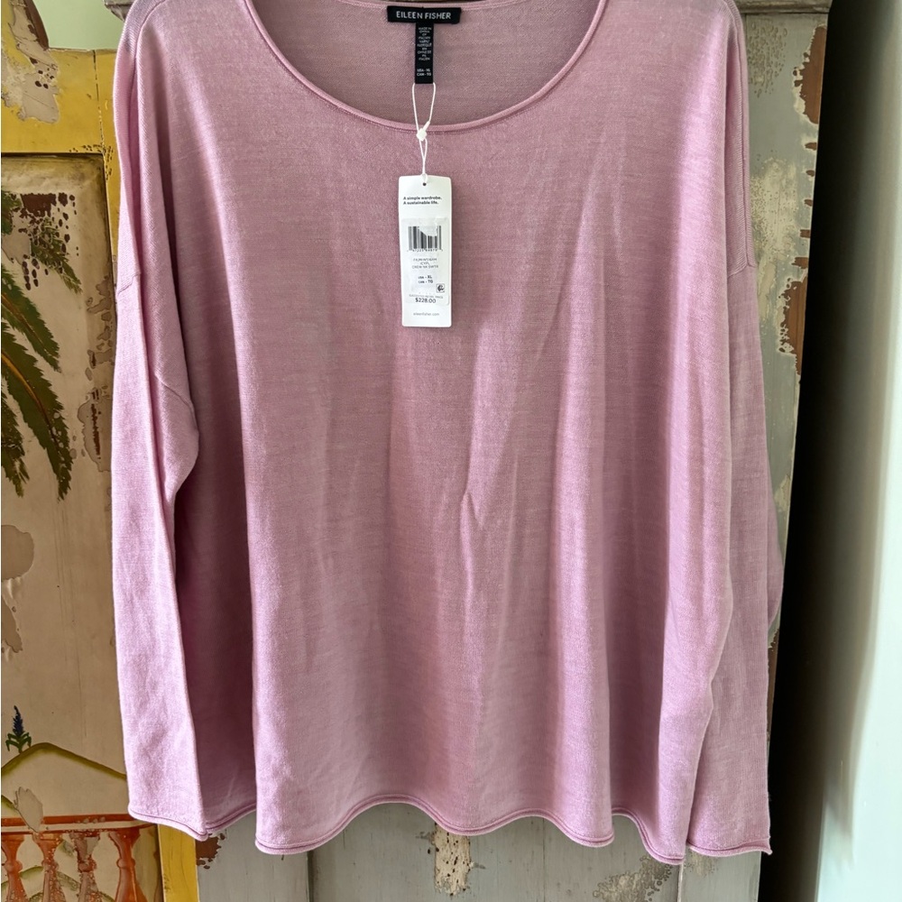 Eileen Fisher Dusty pink Scoop-Neck Lightweight Knit Top